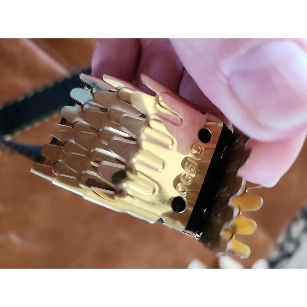 Vintage‎ 90's Goldtone Fish Scale figure 8 Buckle Belt sz 30-36